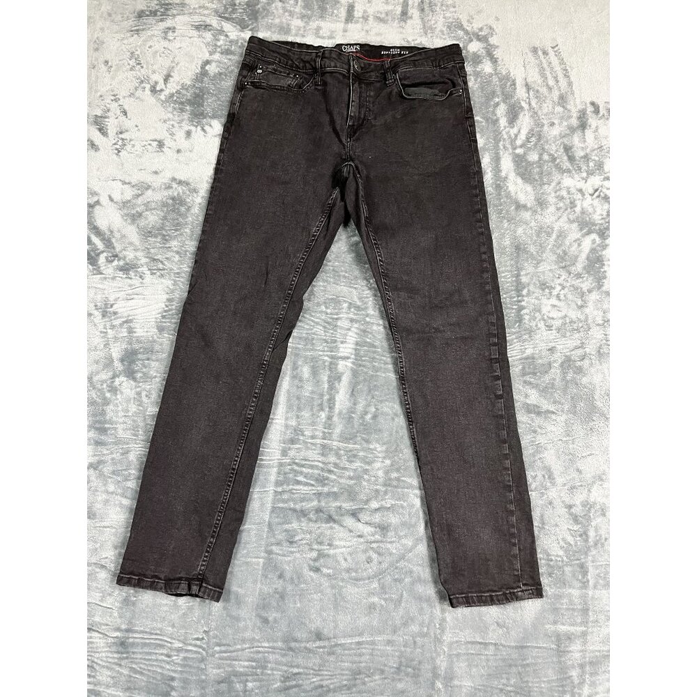 Chaps Mens Slim Straight Fit Black Denim Jeans Size 34x32